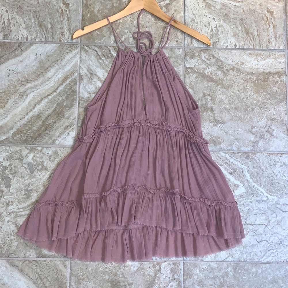 Sun & Shadow Tiered Gauze tank in purple Mauve XXS